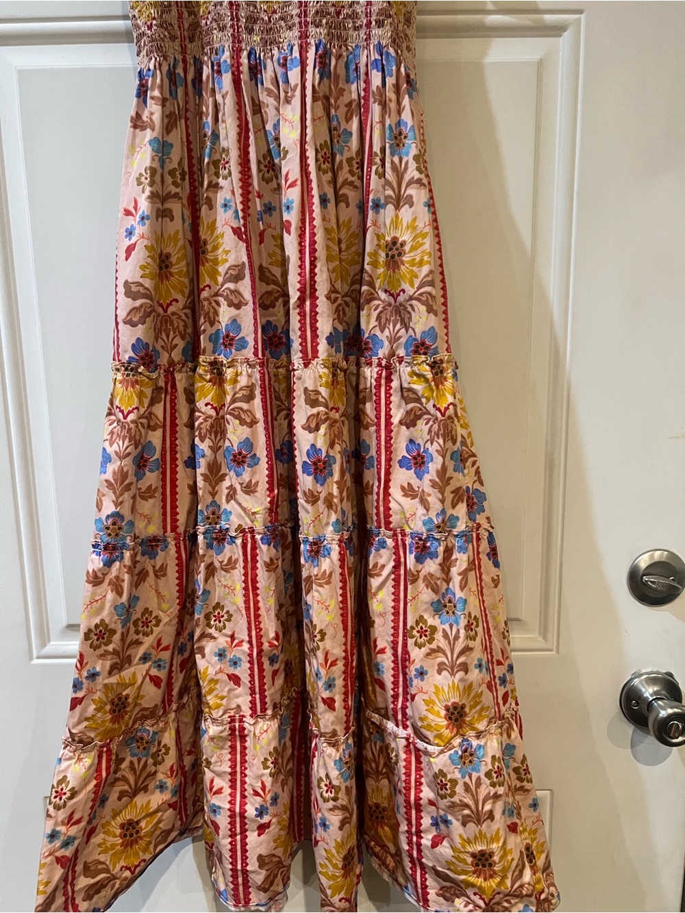 Hill House The Nap Dress Smocked Floral Tie-Shoulder Maxi Dress Size Medium - Picture 9 of 9